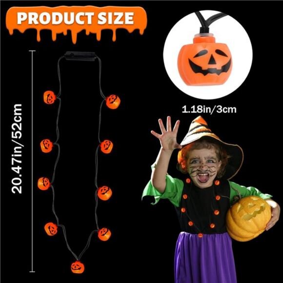 3 Pcs Halloween Light Up Necklace, 3 Modes Lights for Halloween Decoration - Picture 2 of 7